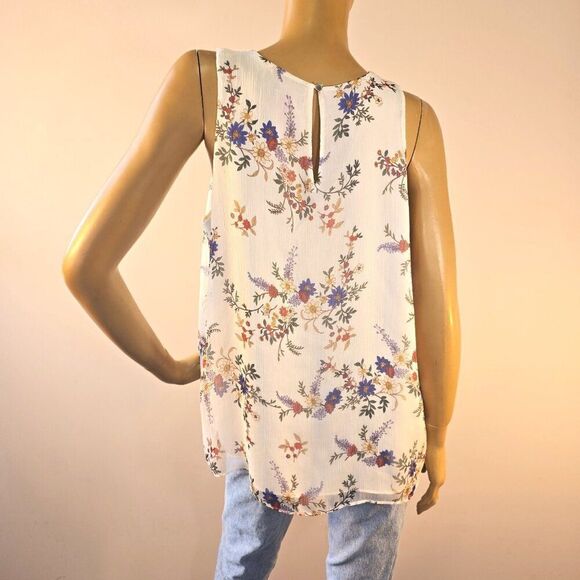 Vince Camuto Floral Sleeveless Chiffon Blouse Size Large - Picture 5 of 8